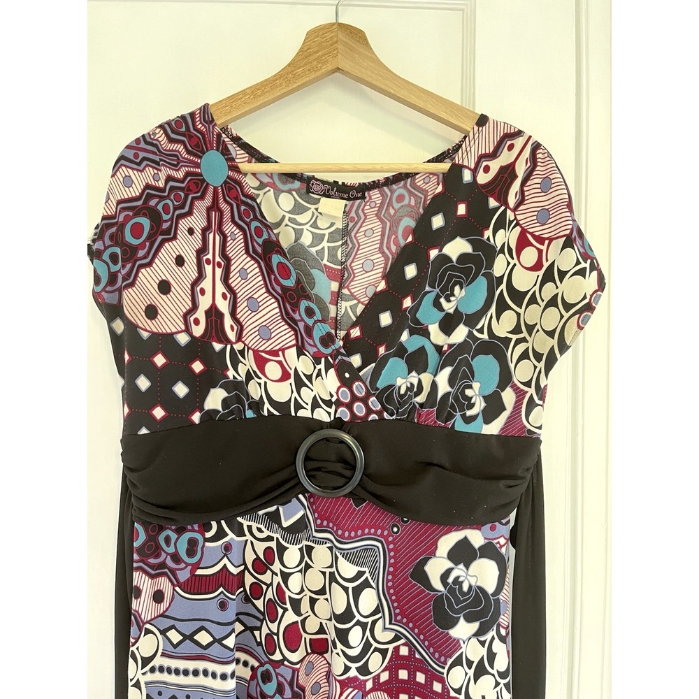 Vintage Volume One Geometric Floral Dress 90s Retro Bold Statement 8 - Picture 6 of 10